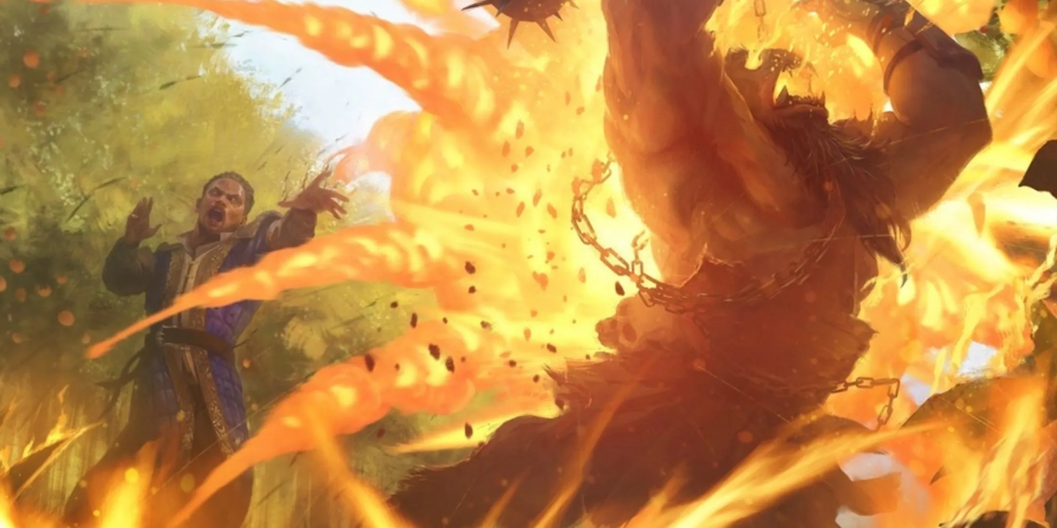 Phép thuật Cầu Lửa (Fireball) trúng mục tiêu Bugbear trong D&amp;D.