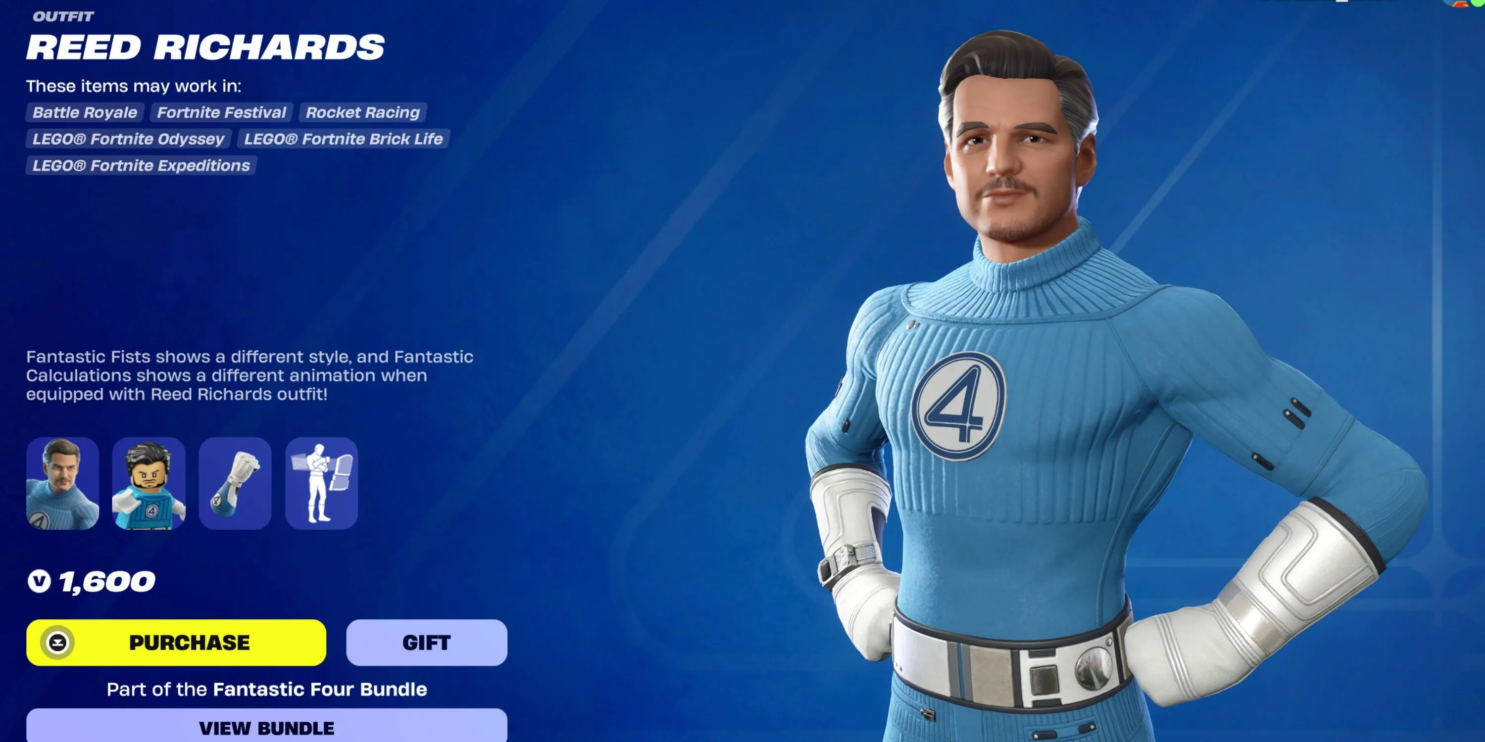 Reed Richards trong trang phục Mister Fantastic của Fantastic Four trong Fortnite