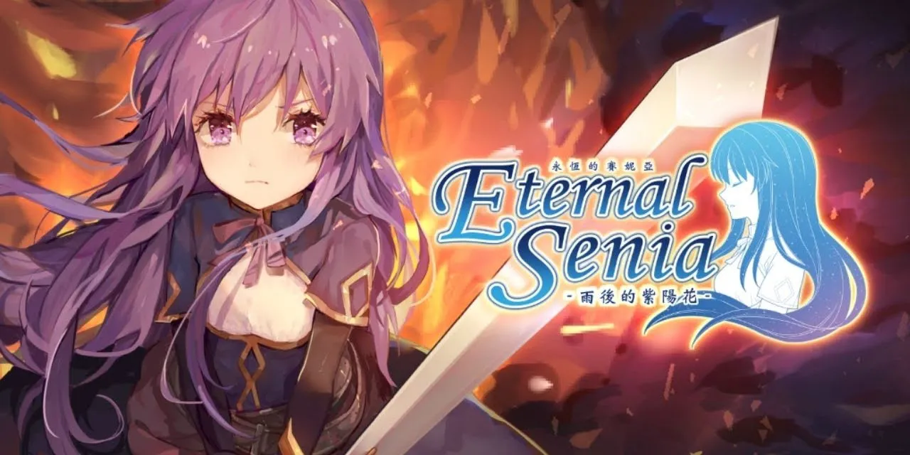 Senia cầm kiếm sẵn sàng chiến đấu trong Eternal Senia game JRPG miễn phí