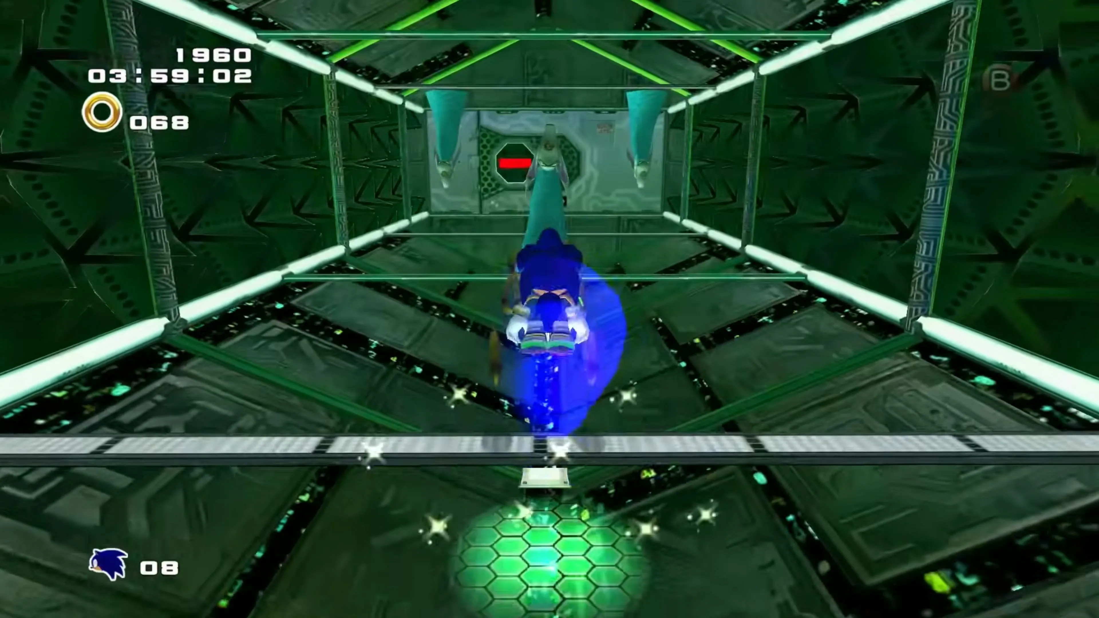 Shadow The Hedgehog trong một màn chơi tốc độ cao của Sonic Adventure 2