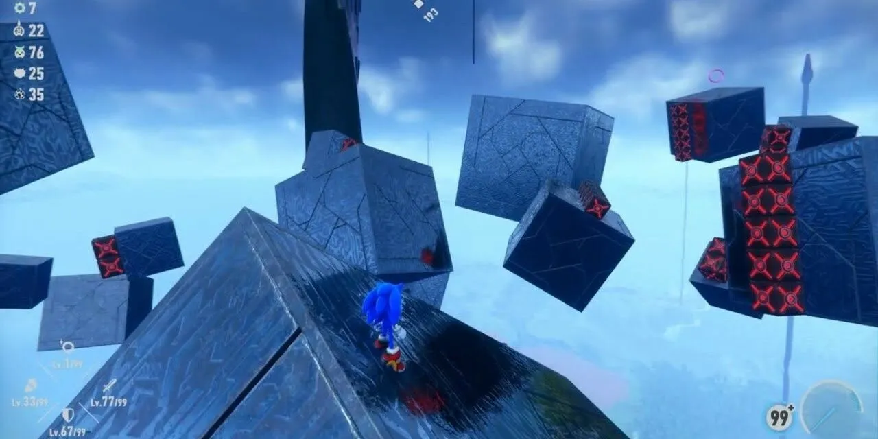 Sonic đang khám phá một khu vực độc đáo trong Sonic Frontiers, mang đến trải nghiệm màn chơi mới lạ