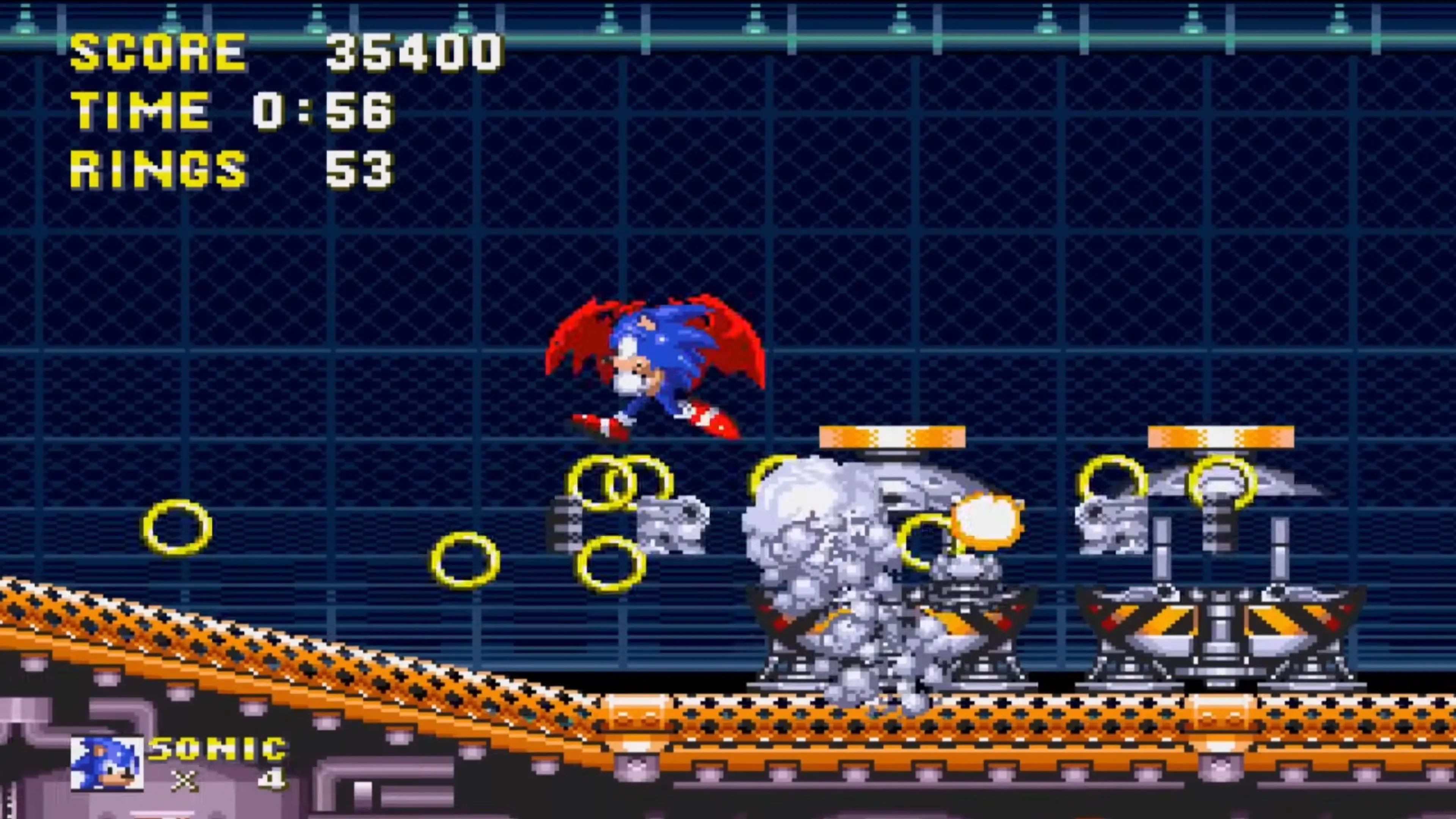 Sonic đang lướt qua một màn chơi phức tạp trong Sonic 3 &amp; Knuckles