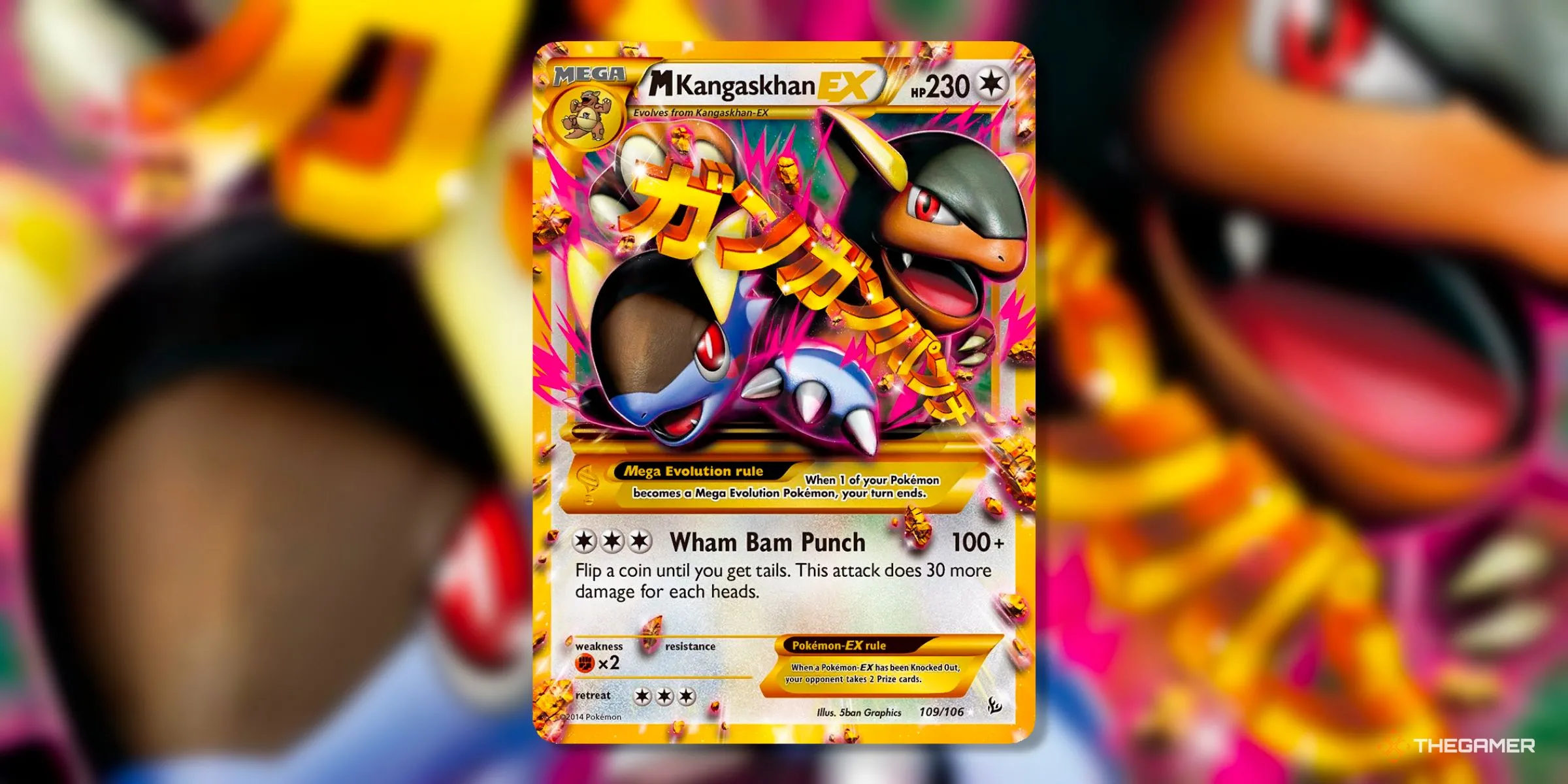 Thẻ bài M Kangaskhan EX (Secret Rare, 109) từ set Flashfire trong kỷ nguyên XY của Pokemon TCG