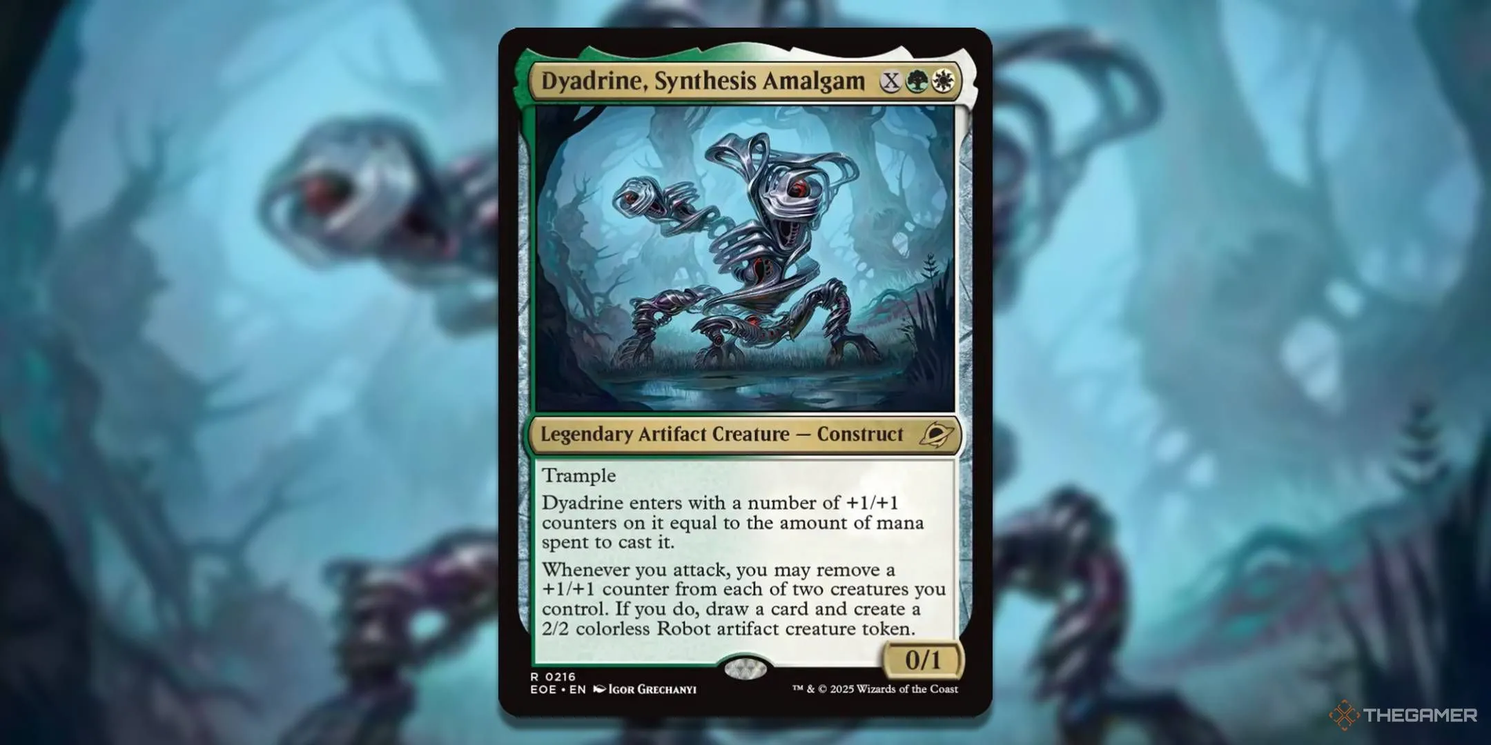 Thẻ bài Magic The Gathering Dyadrine Synthesis Amalgam, Commander Selesnya tăng counter và tạo token.