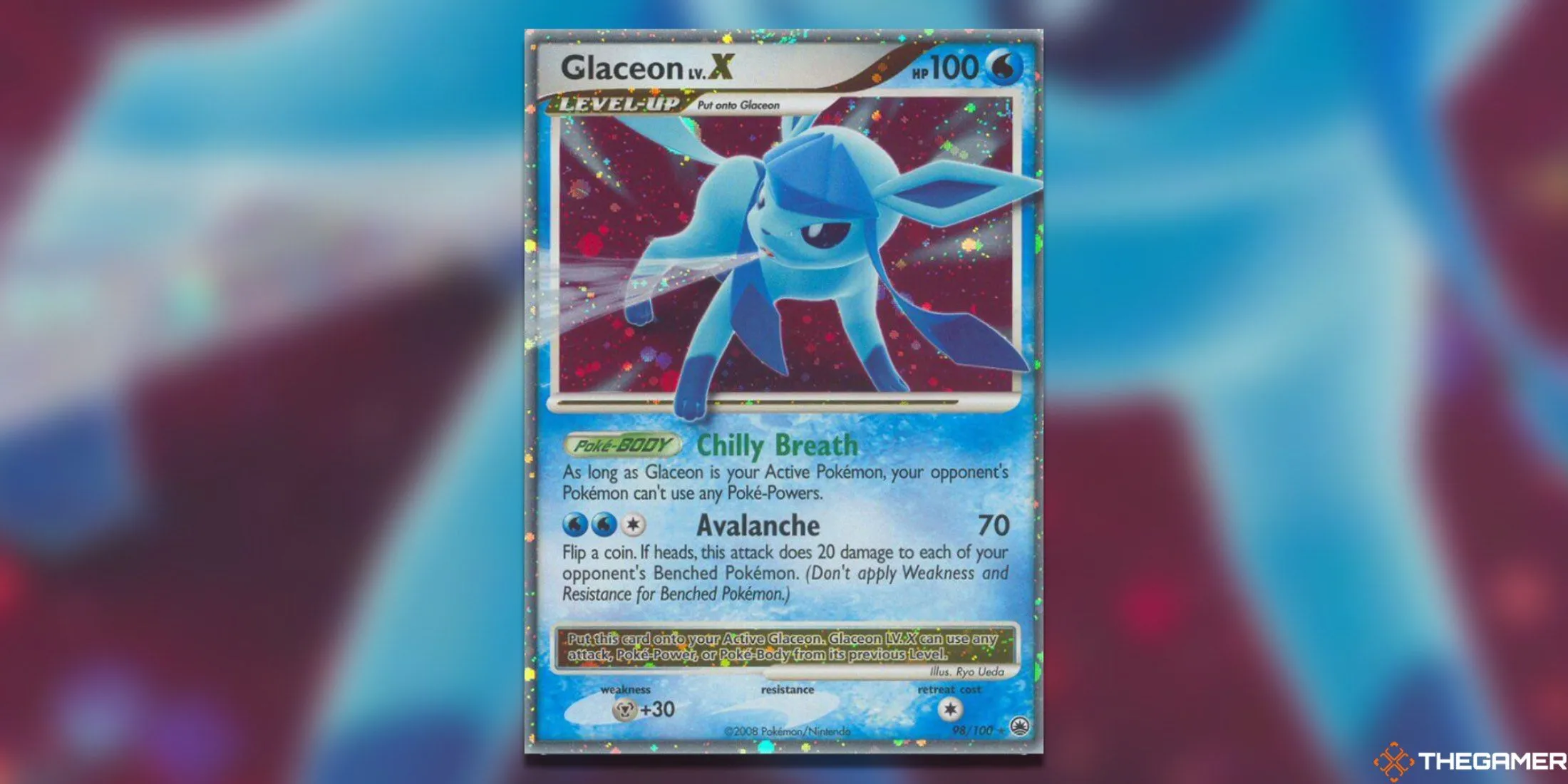 Thẻ bài Pokemon TCG Glaceon LV. X với vẻ đẹp băng giá đầy thu hút.