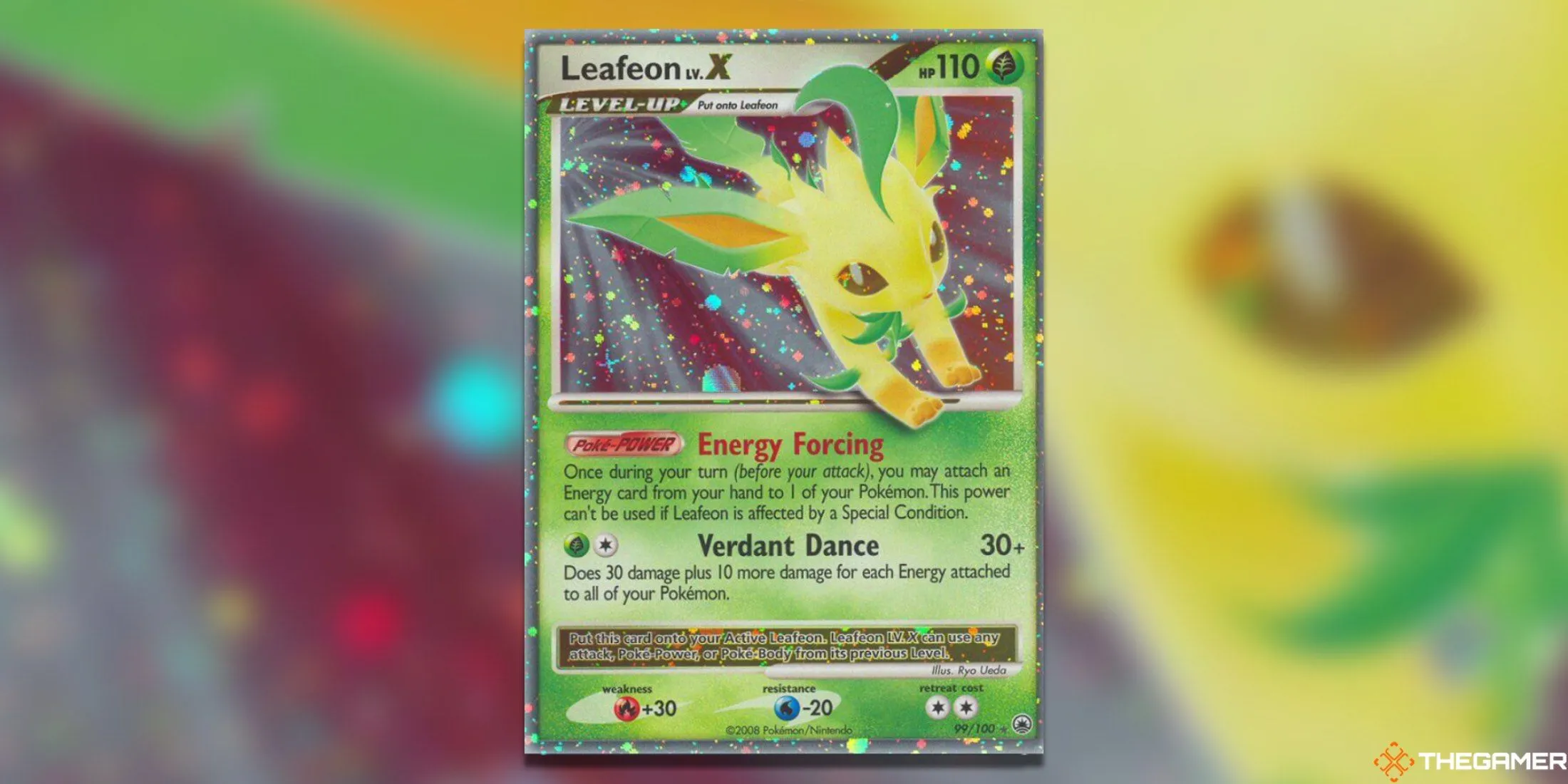 Thẻ bài Pokemon TCG Leafeon LV. X với sắc xanh tươi mát.