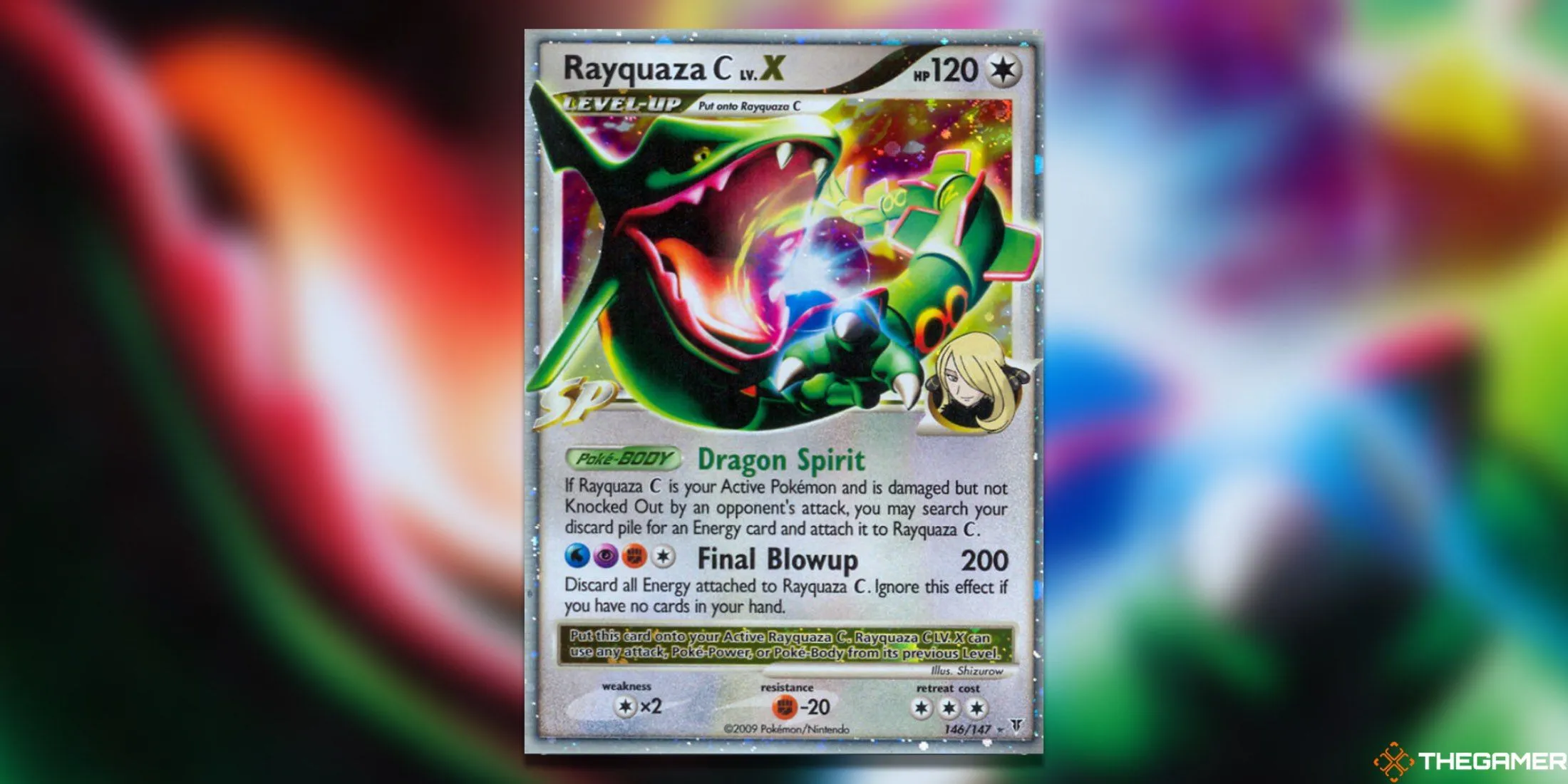Thẻ bài Pokemon TCG Rayquaza C LV. X với thiết kế ấn tượng.