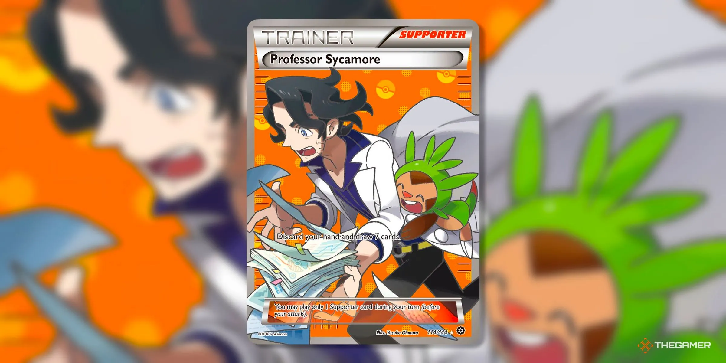 Thẻ bài Professor Sycamore (Ultra Rare, 114) từ set Steam Siege trong kỷ nguyên XY của Pokemon TCG
