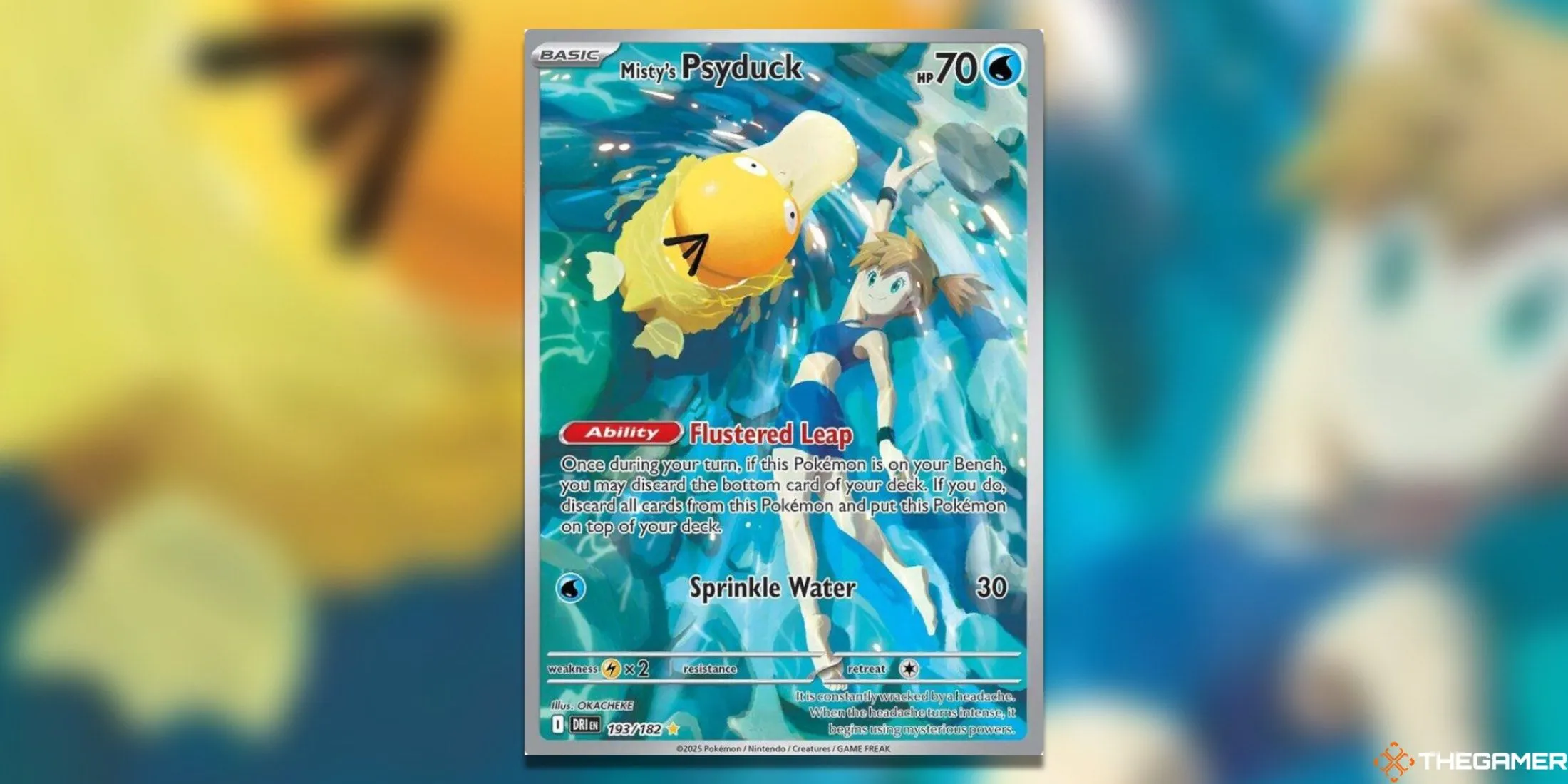 Thẻ bài Psyduck của Misty (Illustration Rare) trong Pokemon TCG Destined Rivals, thể hiện sự đáng yêu và bất ngờ của Pokemon này