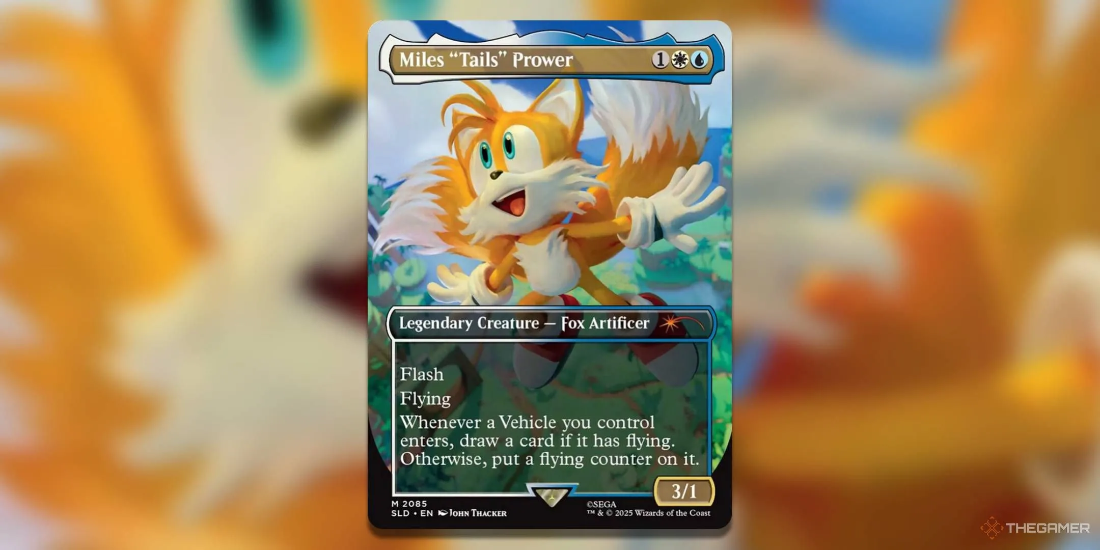 Thẻ Legendary Creature Miles 'Tails' Prower MTG từ Secret Lair Sonic: Friends &amp; Foes