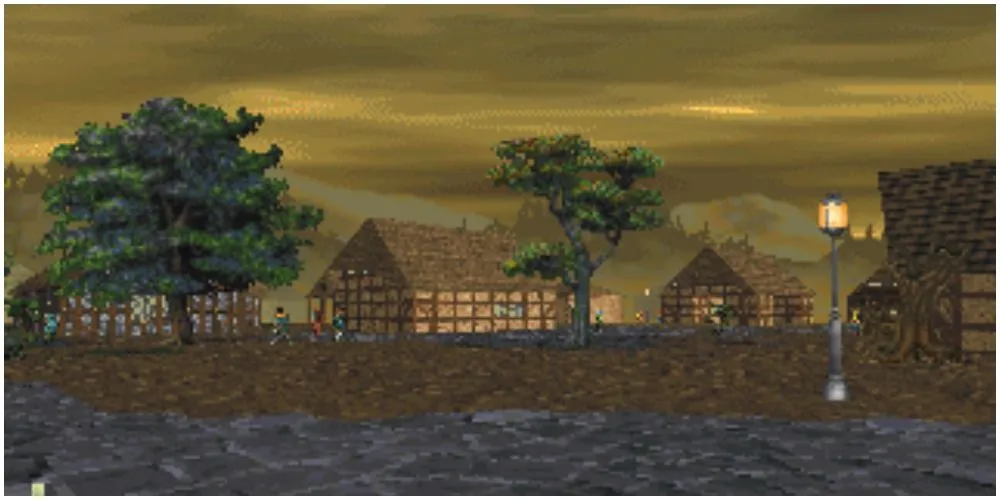 Thị trấn Daggerfall hoàng hôn trong The Elder Scrolls II