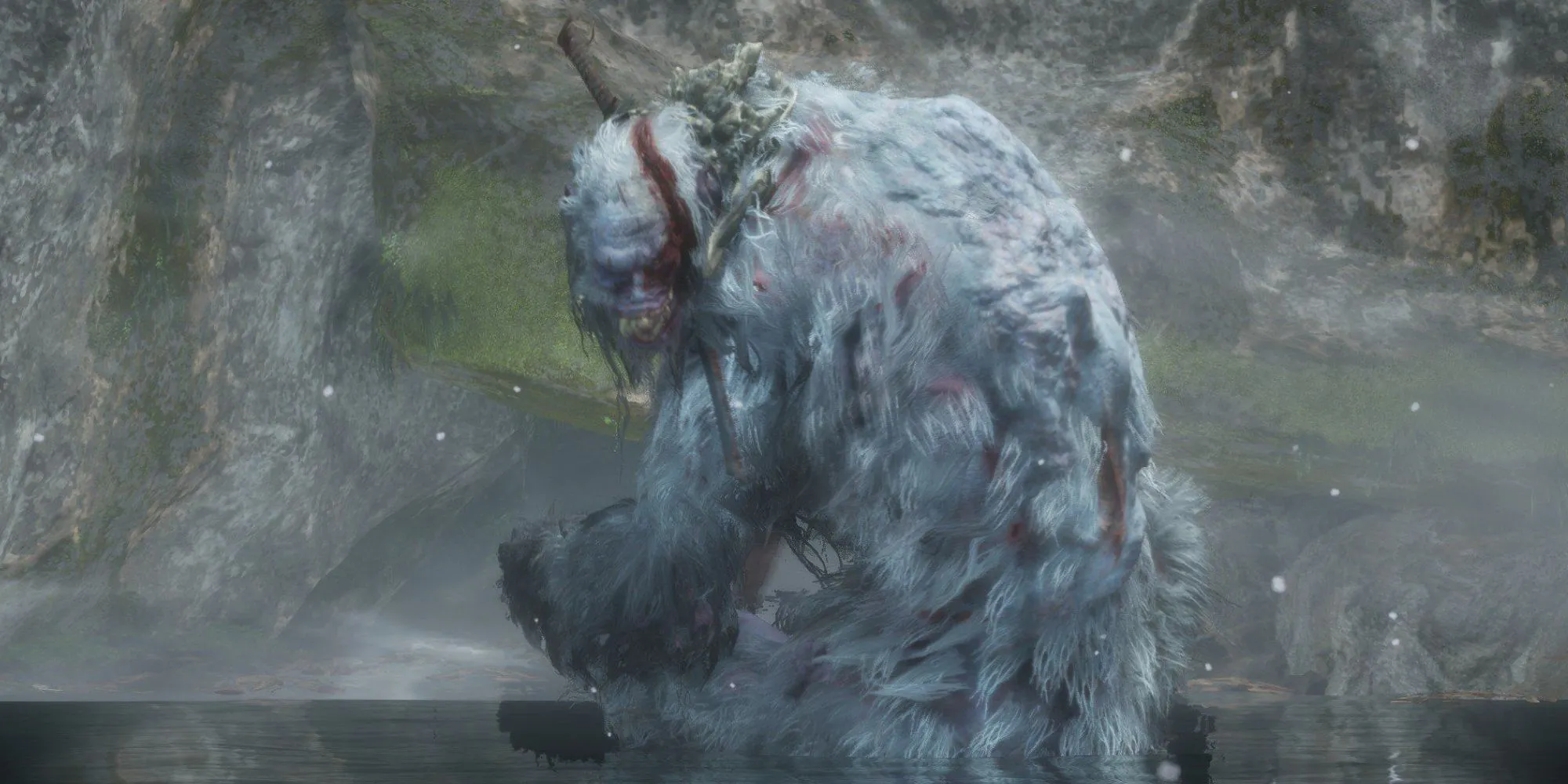 Thú linh Guardian Ape với một vết chém đẫm máu trong Sekiro: Shadows Die Twice