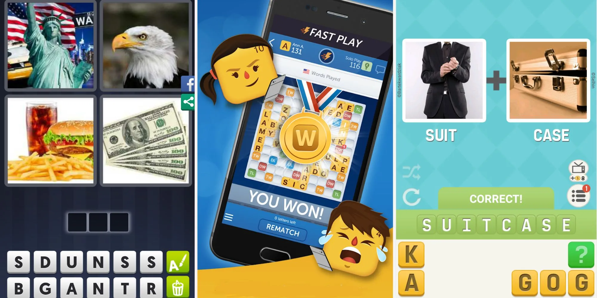 Tổng hợp các game di động về từ ngữ như 4 Pics 1 Word và Words With Friends, gợi ý các tựa game giúp cải thiện vốn từ.