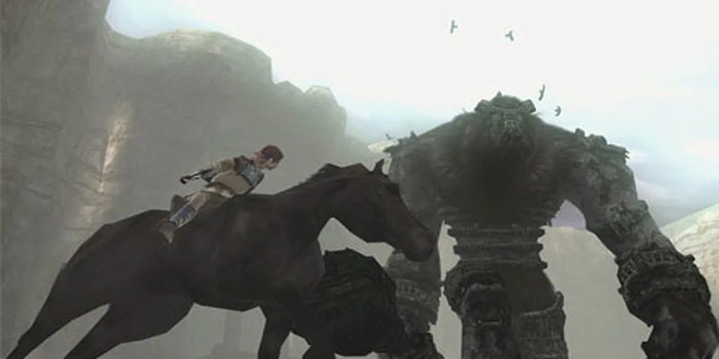 Wander cưỡi ngựa tiến về phía Colossus khổng lồ