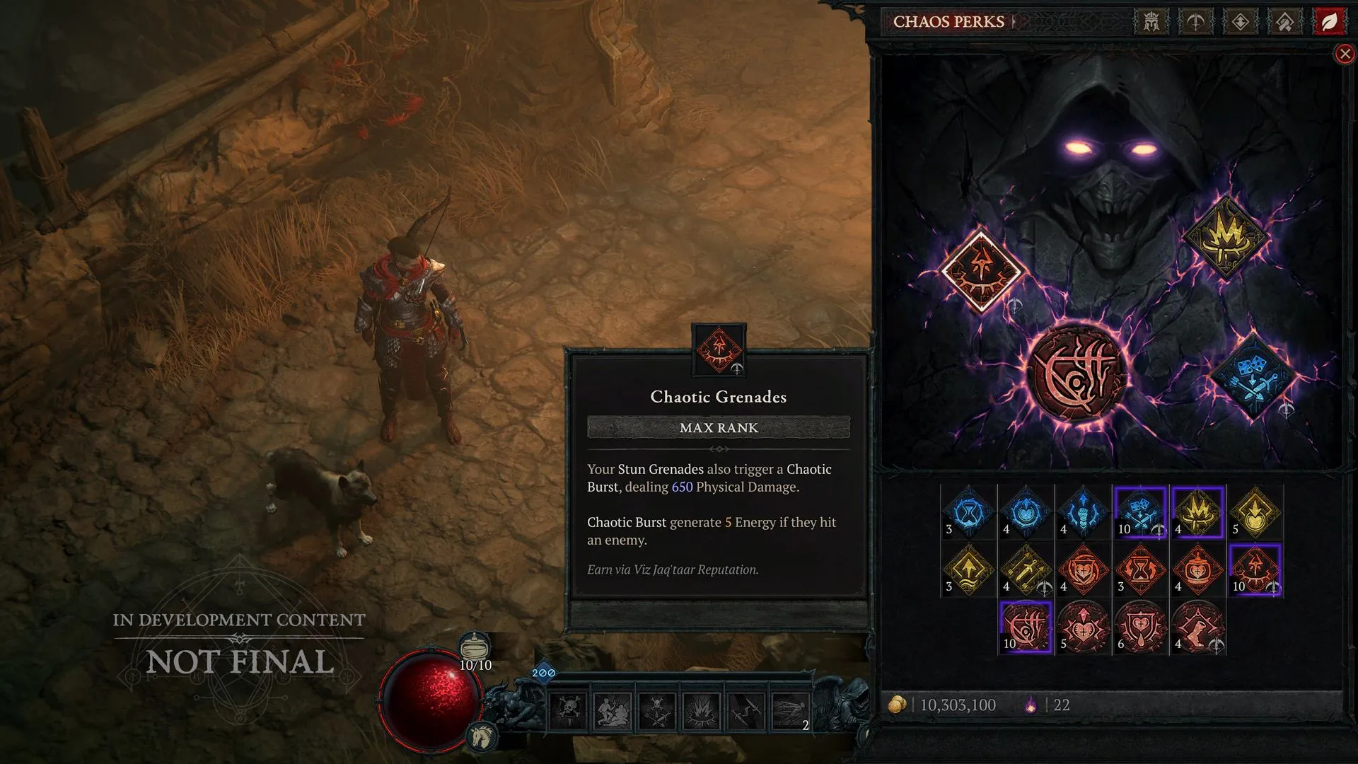 Giao diện hiển thị các Chaos Perks mới trong Diablo 4 Season 10 PTR