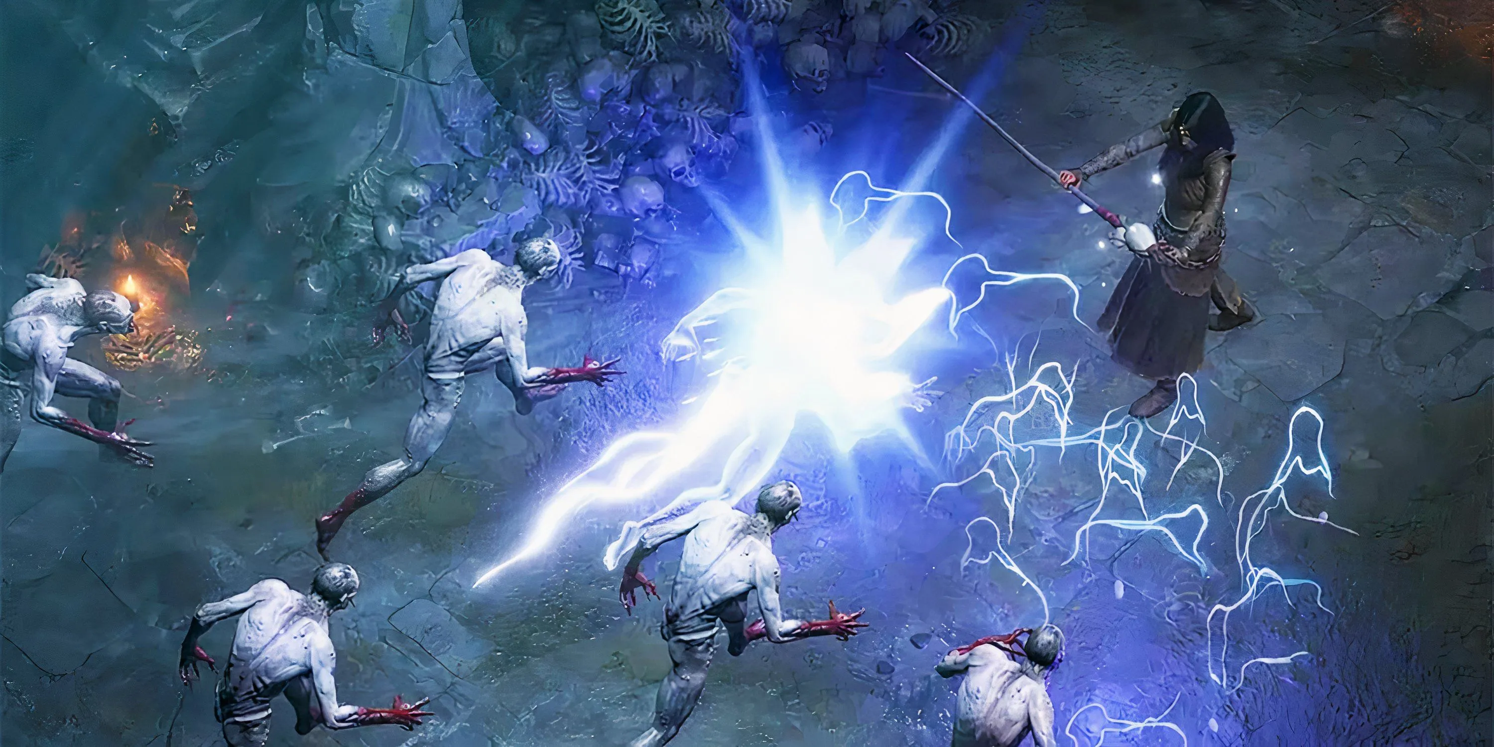 Pháp sư Diablo 4 tung chiêu sét mạnh mẽ, minh họa sức mạnh của build Lightning