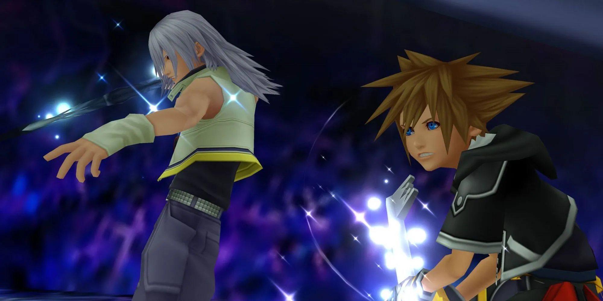 Riku và Sora đối đầu với Xemnas, trùm cuối của Kingdom Hearts 2
